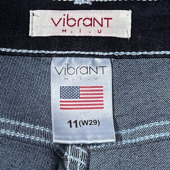 NWT Vibrant M. I. U Wide Leg White Stitching‎ Jeans Juniors Size 11 (W29) - Picture 5 of 15